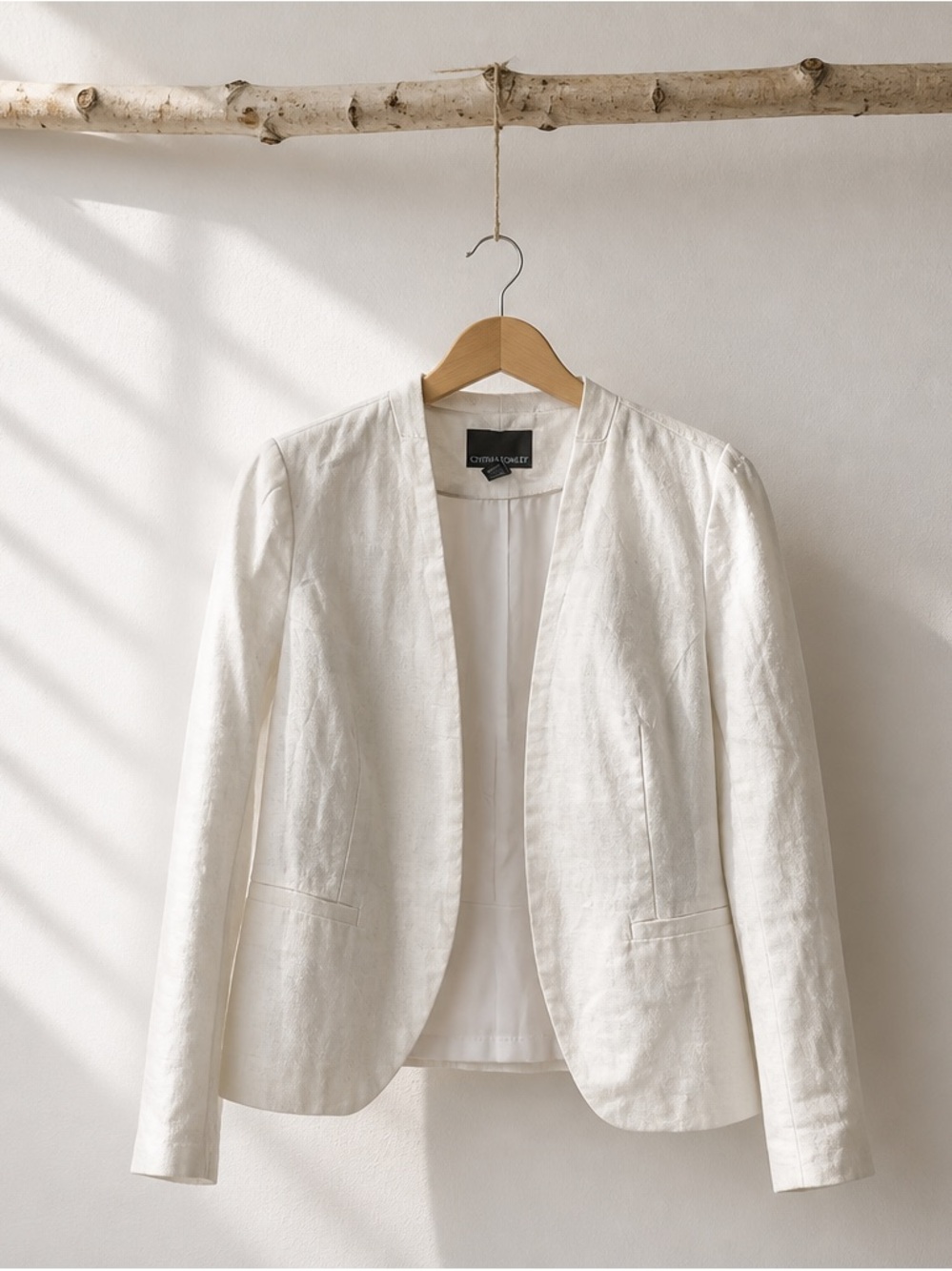 Cynthia Rowley Open-Front Linen Blazer